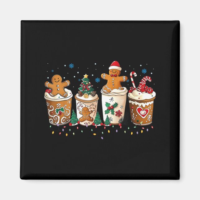 Gingerbread Christmas Coffee Cute Sweet Winter Hol Magnet (Framsidan)