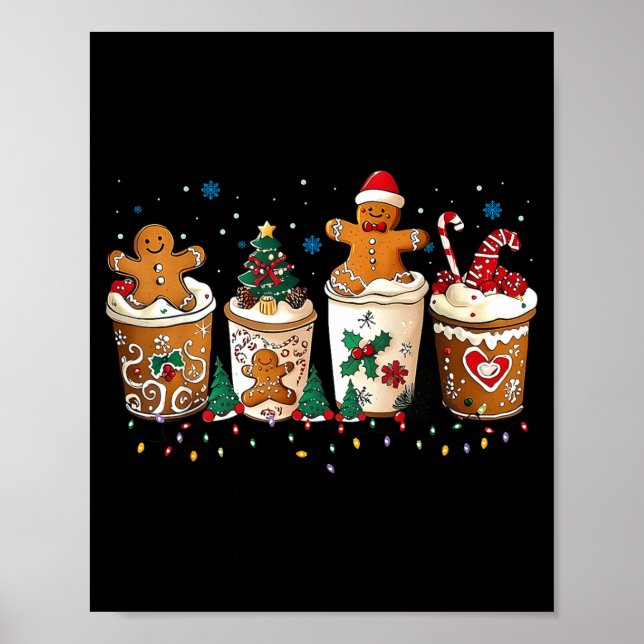 Gingerbread Christmas Coffee Cute Sweet Winter Hol Poster (Framsidan)