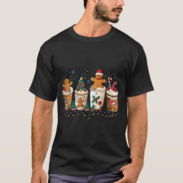 Gingerbread Christmas Coffee Cute Sweet Winter Hol T Shirt (Framsida)