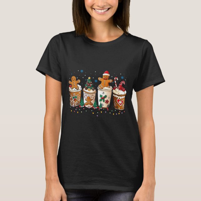 Gingerbread Christmas Coffee Cute Sweet Winter Hol T Shirt (Framsida)