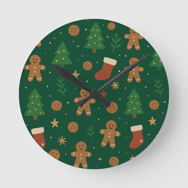 Gingerbread Christmas Fun Rund Klocka (Framsida)
