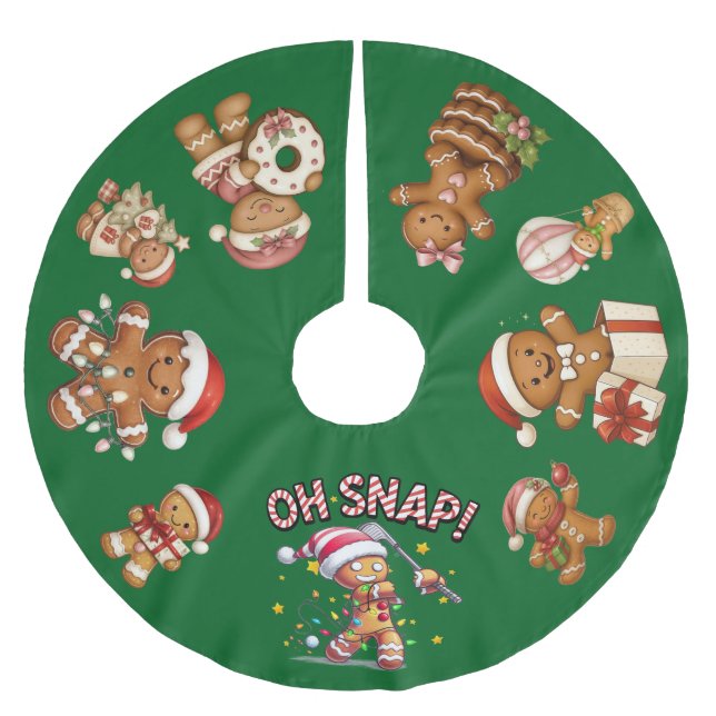 Gingerbread Christmas "Oh Snap!" Julgransmatta Borstad Polyester (Framsidan)