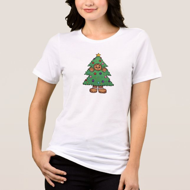 Gingerbread Christmas Tree Costume Cute Gift T Shirt (Framsida)
