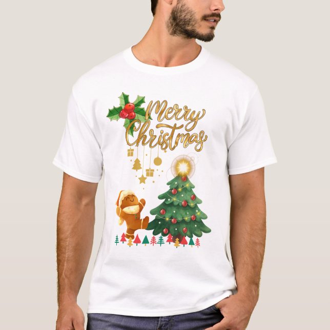 Gingerbread Christmas Tree Holiday Shirt T Shirt (Framsida)