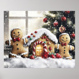 Gingerbread Christmas Wall Art Poster
