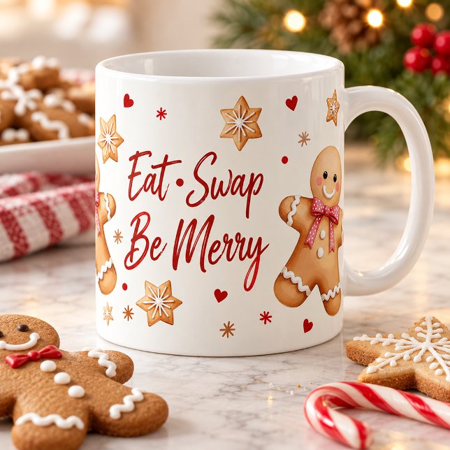 Gingerbread Cookie Exchange Ät Byt Var Glad Mugg (Party Mug)