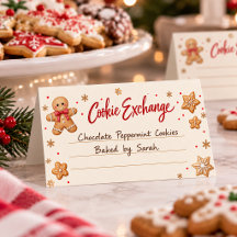 Gingerbread Cookie Exchange Blank Vikbar Platskort