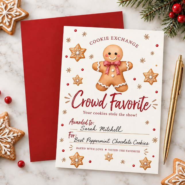 Gingerbread Cookie Exchange Crowd Favorite Award (Gingerbread Cookie Exchange Crowd Favorite Award Card)