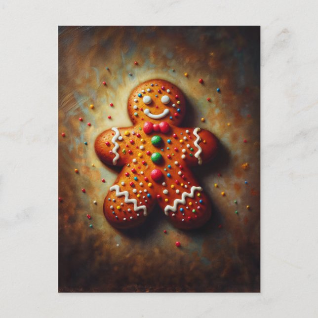 Gingerbread Cookie Festive Painting Vykort (Framsida)