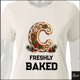 Gingerbread Cookie Jul Första Bokstaven C T Shirt