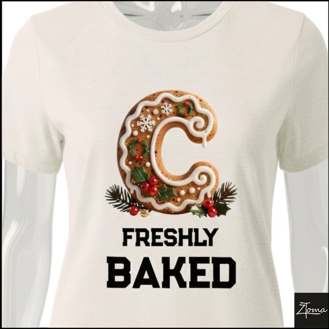 Gingerbread Cookie Jul Första Bokstaven C T Shirt (Skapare uppladdad)