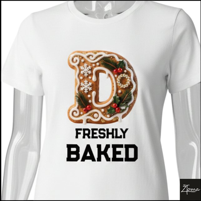 Gingerbread Cookie Jul Första Bokstaven D T Shirt (Skapare uppladdad)