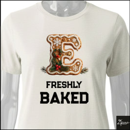 Gingerbread Cookie Jul Första Bokstaven E T Shirt