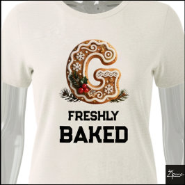 Gingerbread Cookie Jul Första Bokstaven G T Shirt