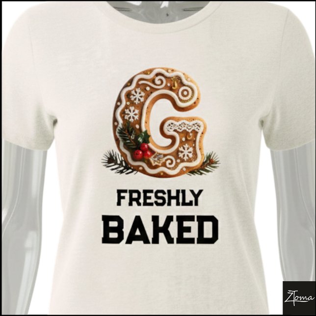 Gingerbread Cookie Jul Första Bokstaven G T Shirt (Skapare uppladdad)