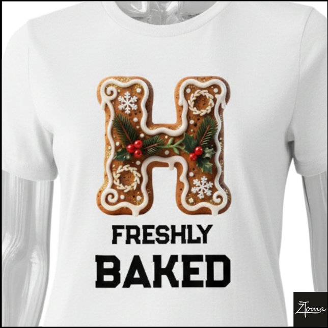 Gingerbread Cookie Jul Första Bokstaven H T Shirt (Skapare uppladdad)