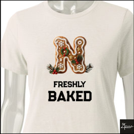 Gingerbread Cookie Jul Första Bokstaven N T Shirt