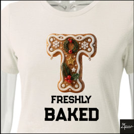 Gingerbread Cookie Jul Första Bokstaven T Shirt