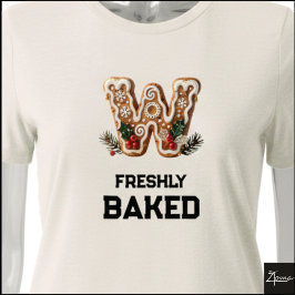 Gingerbread Cookie Jul Första Bokstaven W T Shirt