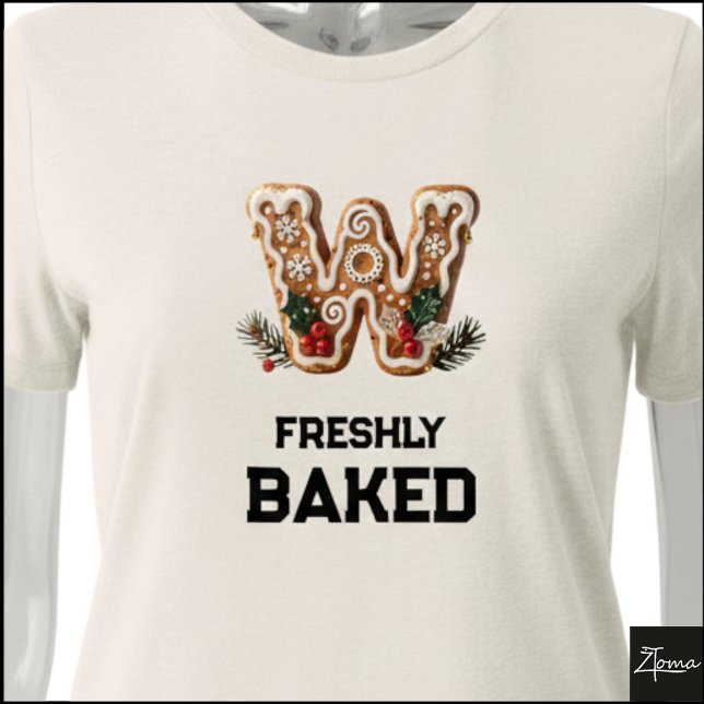 Gingerbread Cookie Jul Första Bokstaven W T Shirt (Skapare uppladdad)