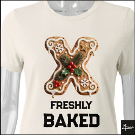 Gingerbread Cookie Jul Första Bokstaven X T Shirt