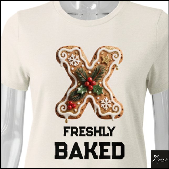 Gingerbread Cookie Jul Första Bokstaven X T Shirt (Skapare uppladdad)