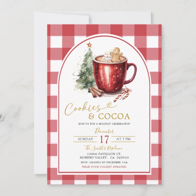 Gingerbread Cookies & Cocoa Holiday Invitation Inbjudningar (Framsida)