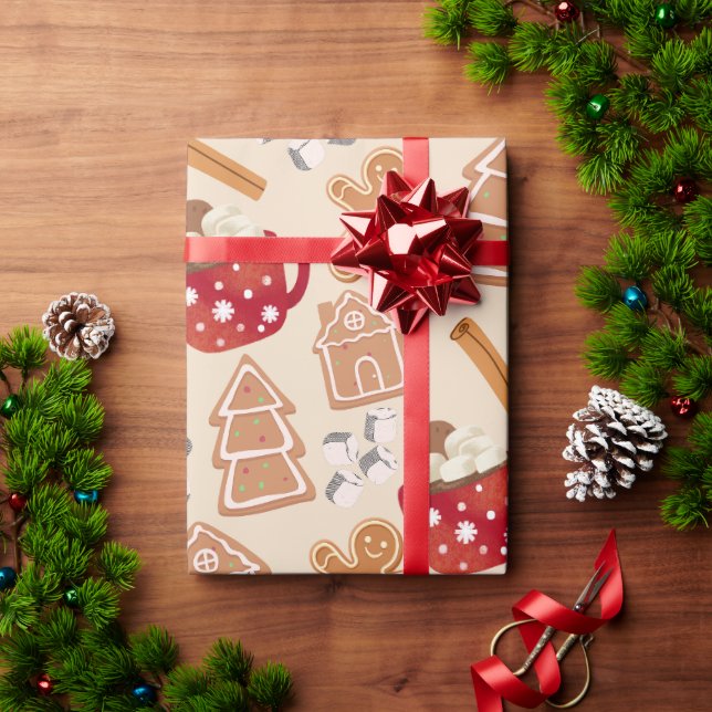 Gingerbread Cookies & Hot Chocolate Presentpapper (Julgåva)