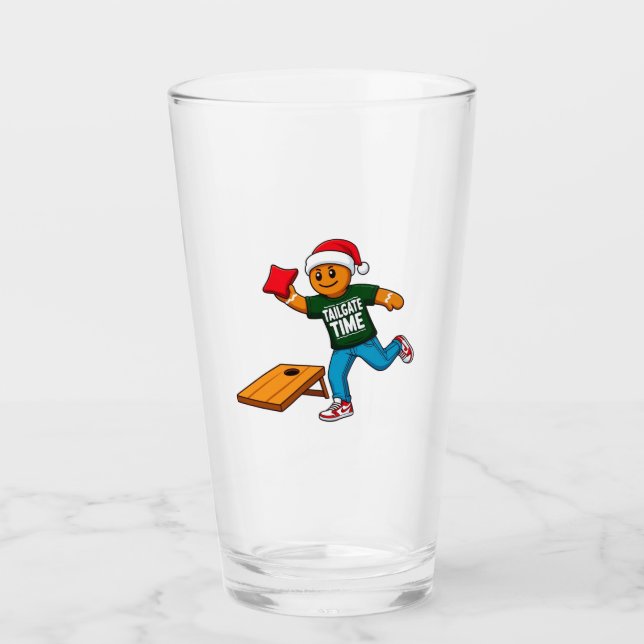 Gingerbread Cornhole Jul Sport Högtid  Glaskopp (Framsida)