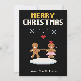 Gingerbread Couple Pixel Art Christmas Card Julkort