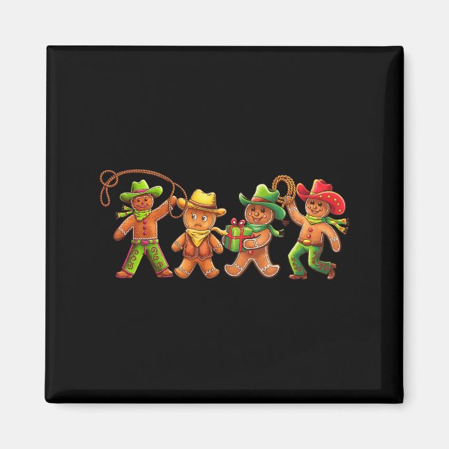 Gingerbread Cowboy Christmas Cookie Baker Western  Magnet (Framsidan)