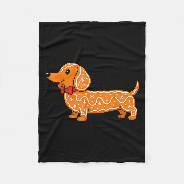 Gingerbread Dachshund Christmas Cute Weiner Dog  Fleecefilt (Framsidan)