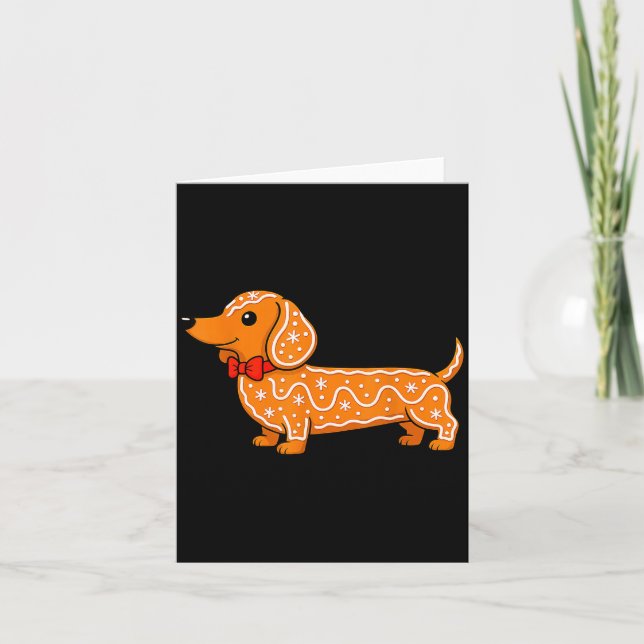 Gingerbread Dachshund Christmas Cute Weiner Dog  Kort (Framsida)