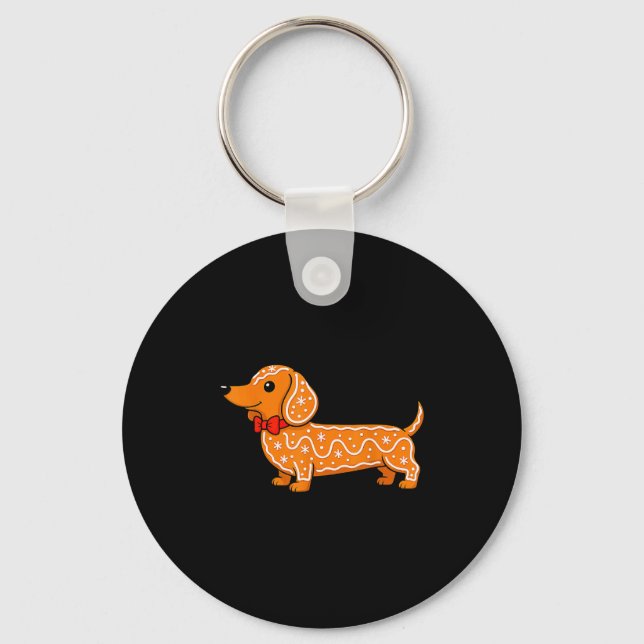 Gingerbread Dachshund Christmas Cute Weiner Dog  Nyckelring (Framsida)