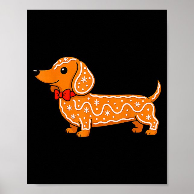 Gingerbread Dachshund Christmas Cute Weiner Dog  Poster (Framsidan)