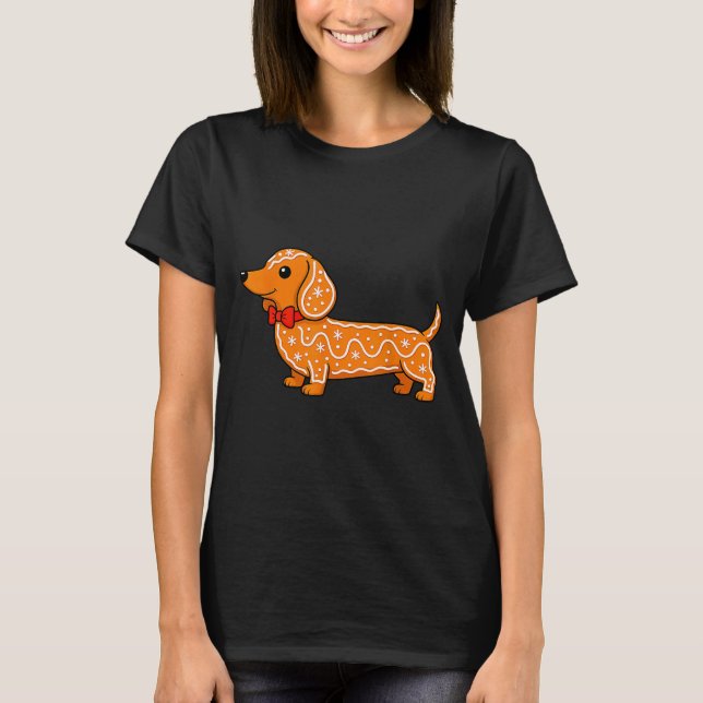 Gingerbread Dachshund Christmas Cute Weiner Dog  T Shirt (Framsida)