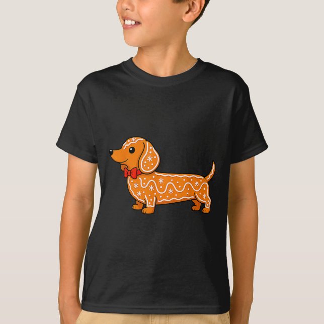 Gingerbread Dachshund Christmas Cute Weiner Dog  T Shirt (Framsida)