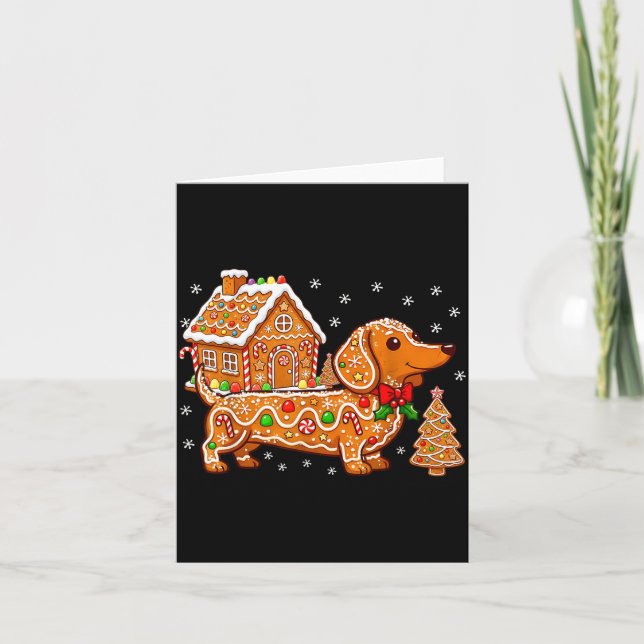 Gingerbread Dachshund Christmas Tree House Cookie  Kort (Framsida)