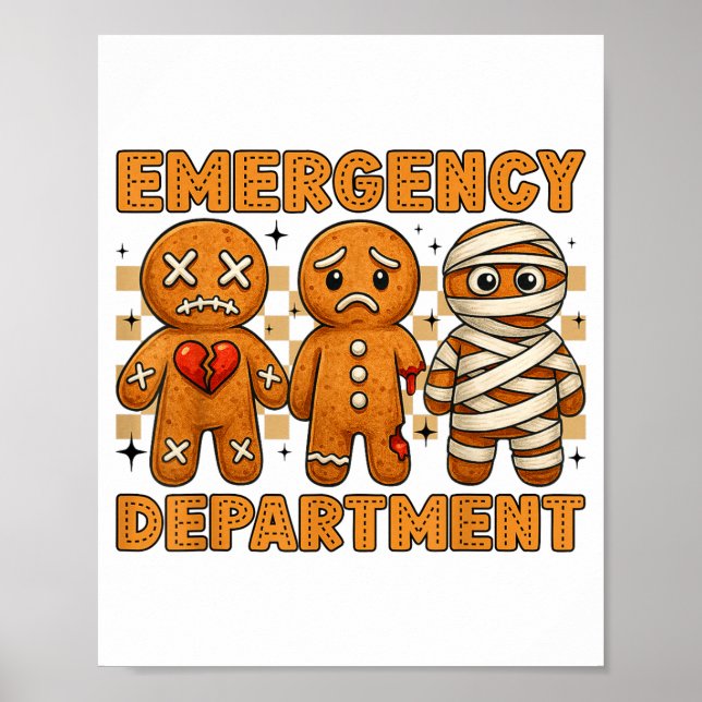 Gingerbread Emergency Department Christmas Nurse D Poster (Framsidan)
