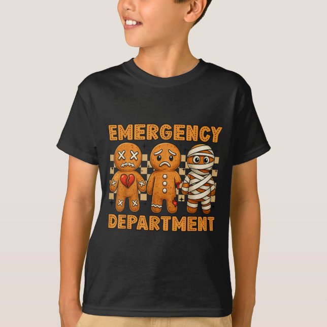 Gingerbread Emergency Department Christmas Nurse D T Shirt (Framsida)