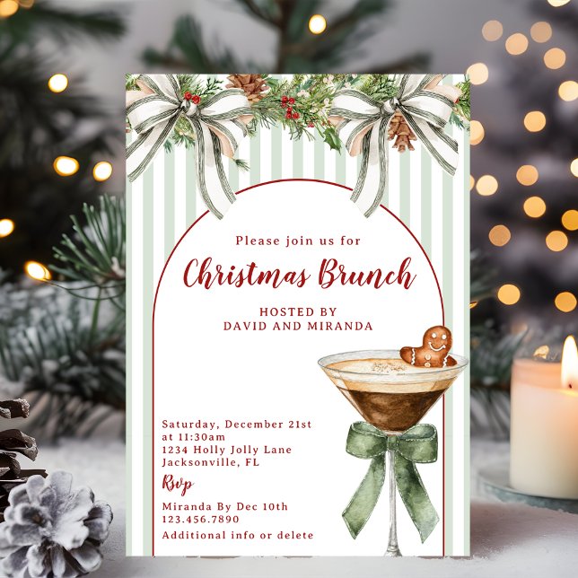 Gingerbread Espresso Martini Sage Christmas Brunch Inbjudningar (Skapare uppladdad)