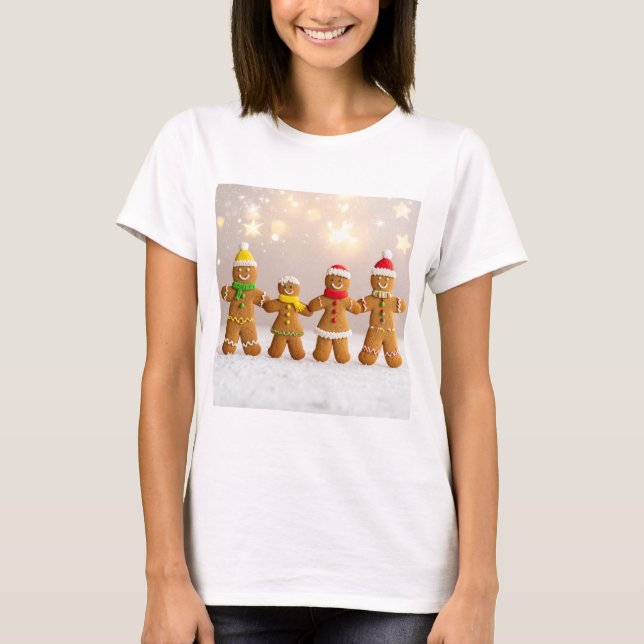 Gingerbread Family Christmas T Shirt (Framsida)