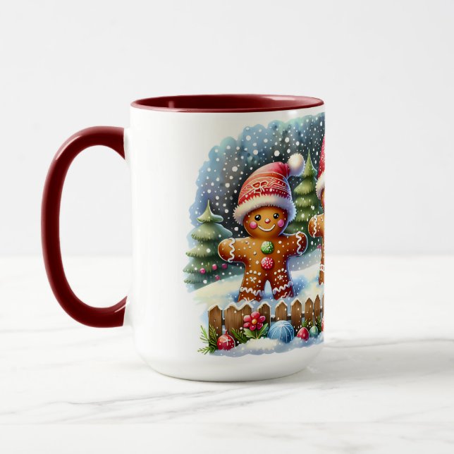 Gingerbread Family Snowy Christmas Scene Mugg (Vänster)