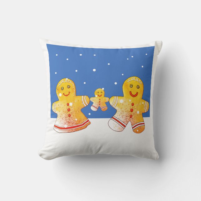 Gingerbread Family Throw Pillow Kudde (Framsida)