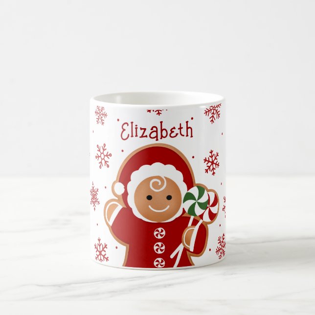 Gingerbread-flicka med pepparmint-lollipops kaffemugg (Center)