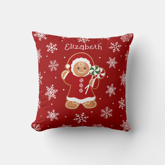 Gingerbread-flicka med pepparmyntslollipops kudde (Framsida)