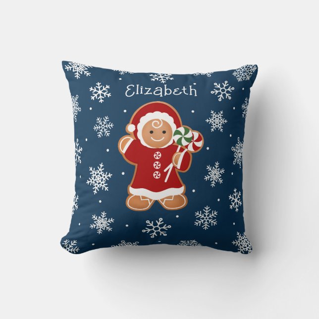 Gingerbread-flicka med pepparmyntslollipops kudde (Framsida)