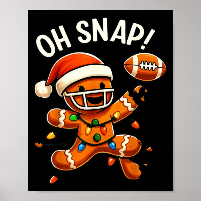 Gingerbread Football Oh Snap Christmas Lights Desi Poster (Framsidan)
