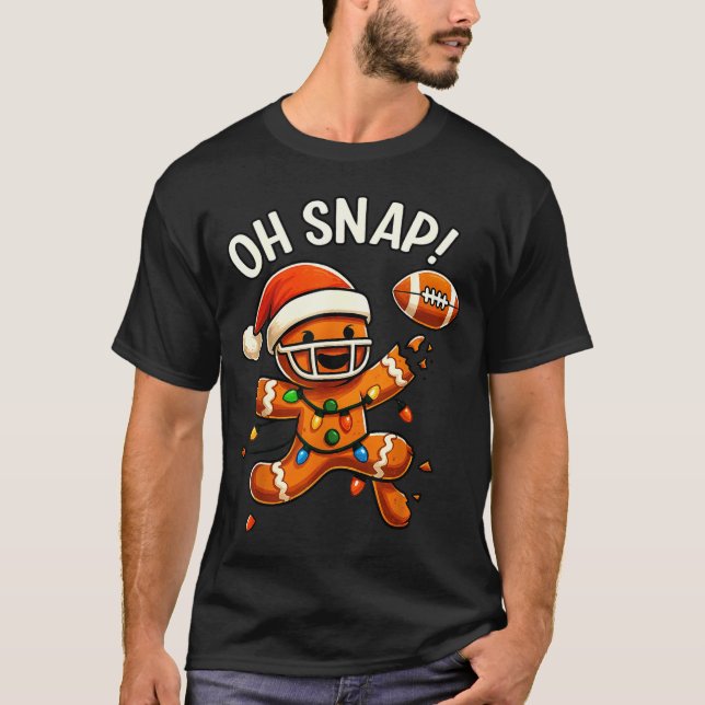 Gingerbread Football Oh Snap Christmas Lights Desi T Shirt (Framsida)