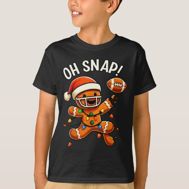 Gingerbread Football Oh Snap Christmas Lights Desi T Shirt (Framsida)